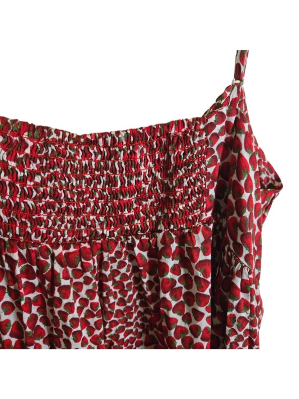 J.Crew 2024 Empire Waist Midi Dress Strawberry Swirl Print Cotton Size M - Picture 6 of 9
